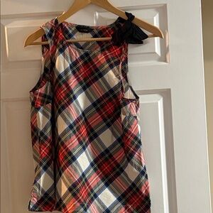 J. Crew Red and green Plaid Sleeveless Top